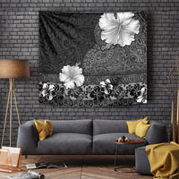 Hawaii Hibiscus With Black Polynesian Pattern Tapestry LT05 - Polynesian Pride