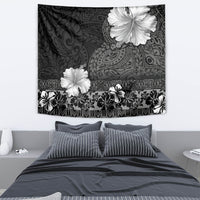 Hawaii Hibiscus With Black Polynesian Pattern Tapestry LT05 - Polynesian Pride