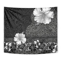Hawaii Hibiscus With Black Polynesian Pattern Tapestry LT05 - Polynesian Pride