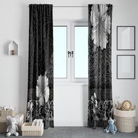 Hawaii Hibiscus With Black Polynesian Pattern Window Curtain LT05 - Polynesian Pride