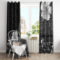 Hawaii Hibiscus With Black Polynesian Pattern Window Curtain LT05 - Polynesian Pride