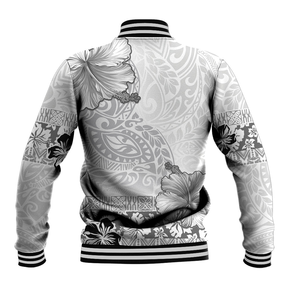 Hawaii Hibiscus With White Polynesian Pattern Baseball Jacket LT05 - Polynesian Pride
