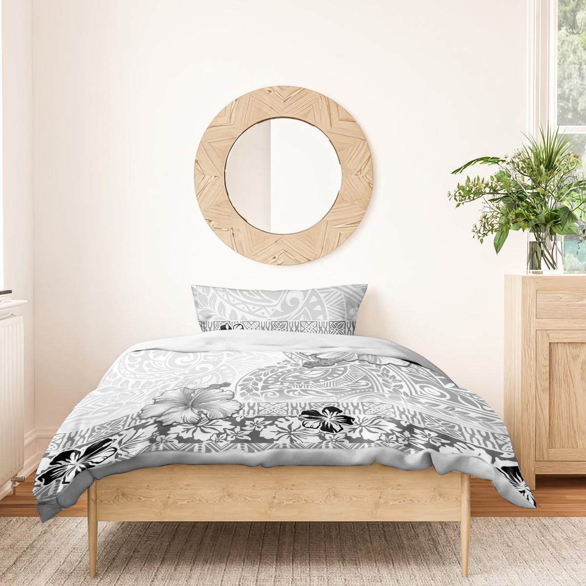 Hawaii Hibiscus With White Polynesian Pattern Bedding Set LT05 - Polynesian Pride