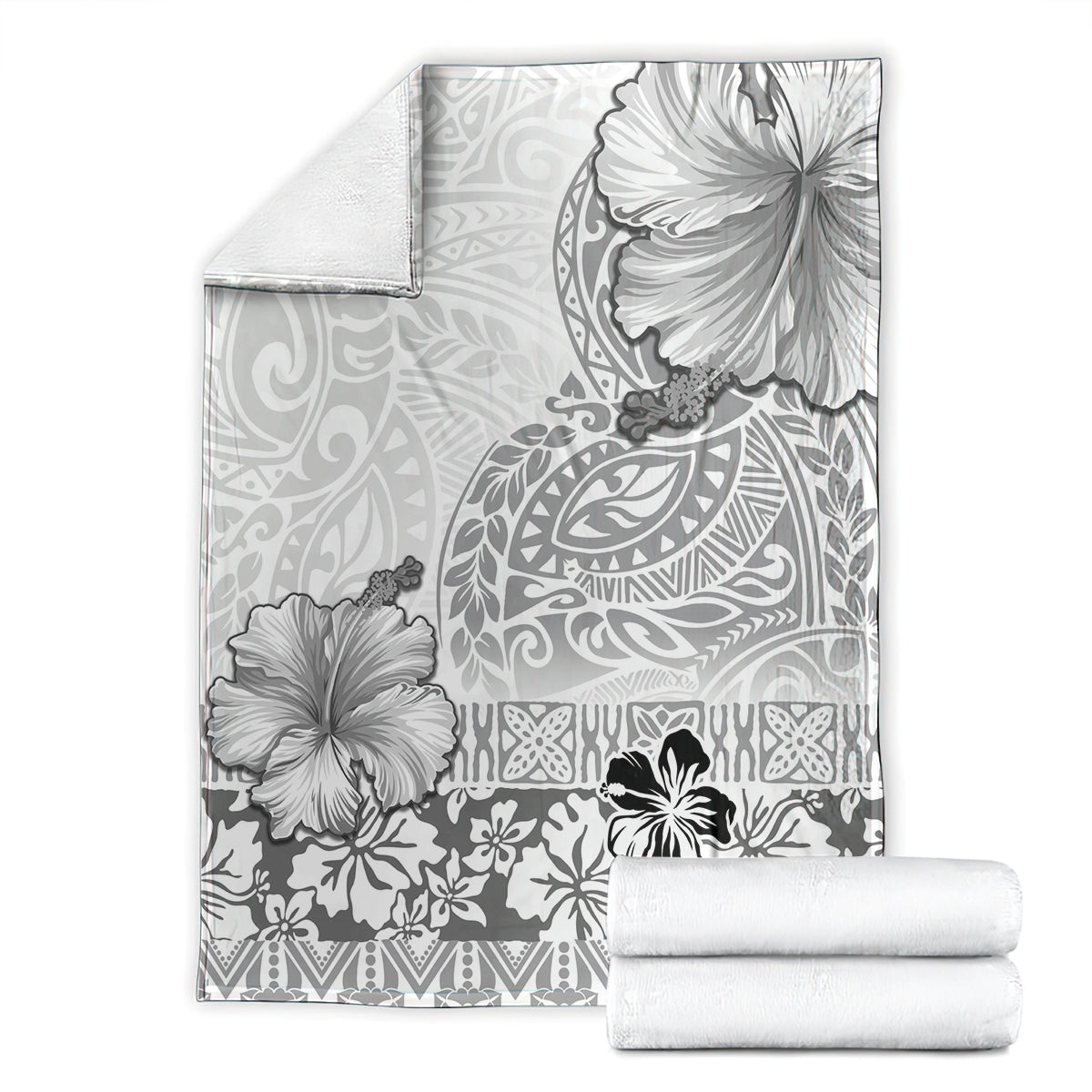 Hawaii Hibiscus With White Polynesian Pattern Blanket LT05 - Polynesian Pride