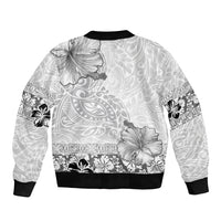 Hawaii Hibiscus With White Polynesian Pattern Bomber Jacket LT05 - Polynesian Pride