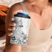 Hawaii Hibiscus With White Polynesian Pattern 4 in 1 Can Cooler Tumbler