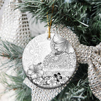 Hawaii Hibiscus With White Polynesian Pattern Ceramic Ornament LT05 - Polynesian Pride