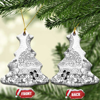 Hawaii Hibiscus With White Polynesian Pattern Ceramic Ornament LT05 Christmas Tree White - Polynesian Pride