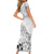 Hawaii Hibiscus With White Polynesian Pattern Family Matching Short Sleeve Bodycon Dress and Hawaiian Shirt