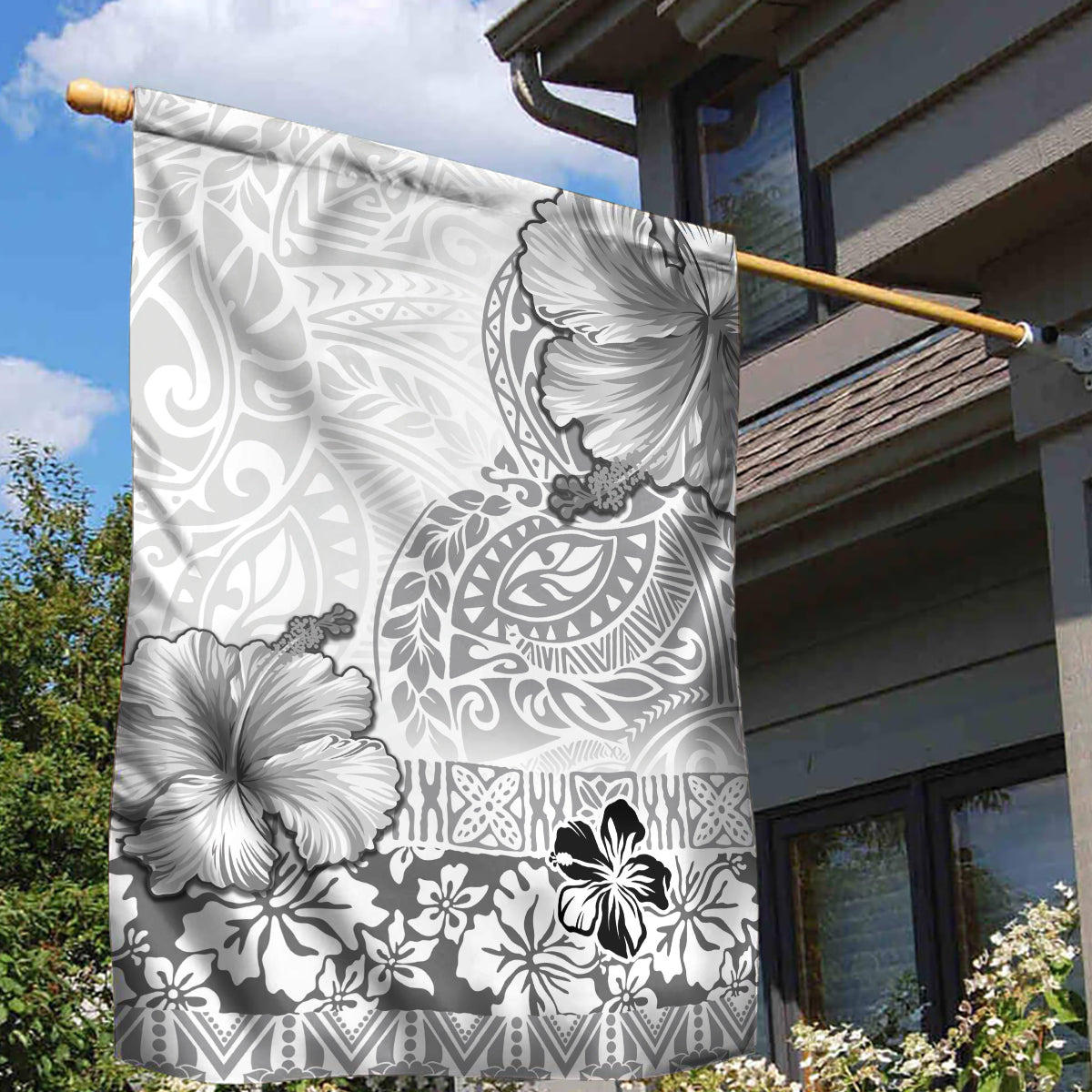 Hawaii Hibiscus With White Polynesian Pattern Garden Flag LT05 - Polynesian Pride