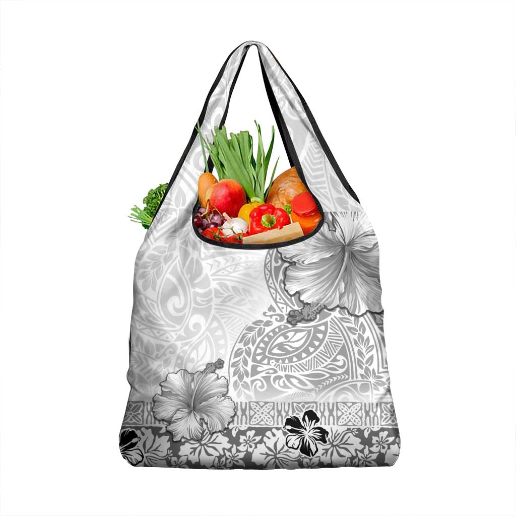 Hawaii Hibiscus With White Polynesian Pattern Grocery Bag LT05 1-pack One Size White - Polynesian Pride