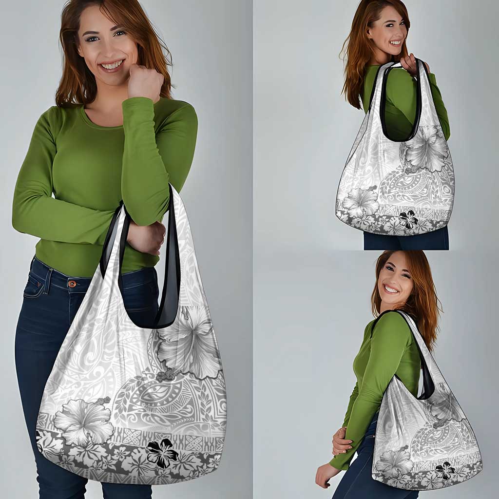 Hawaii Hibiscus With White Polynesian Pattern Grocery Bag LT05 - Polynesian Pride