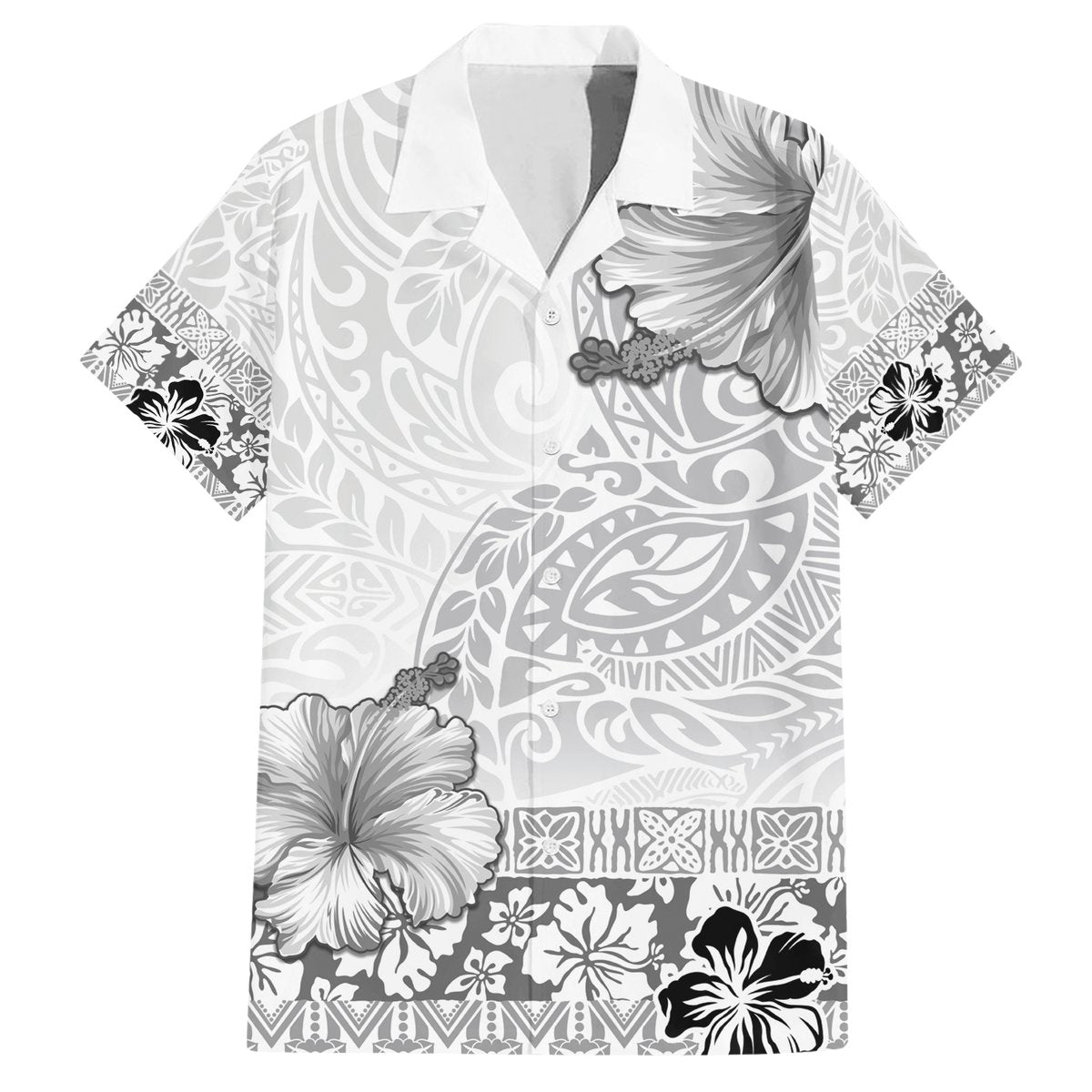 Hawaii Hibiscus With White Polynesian Pattern Hawaiian Shirt LT05 White - Polynesian Pride