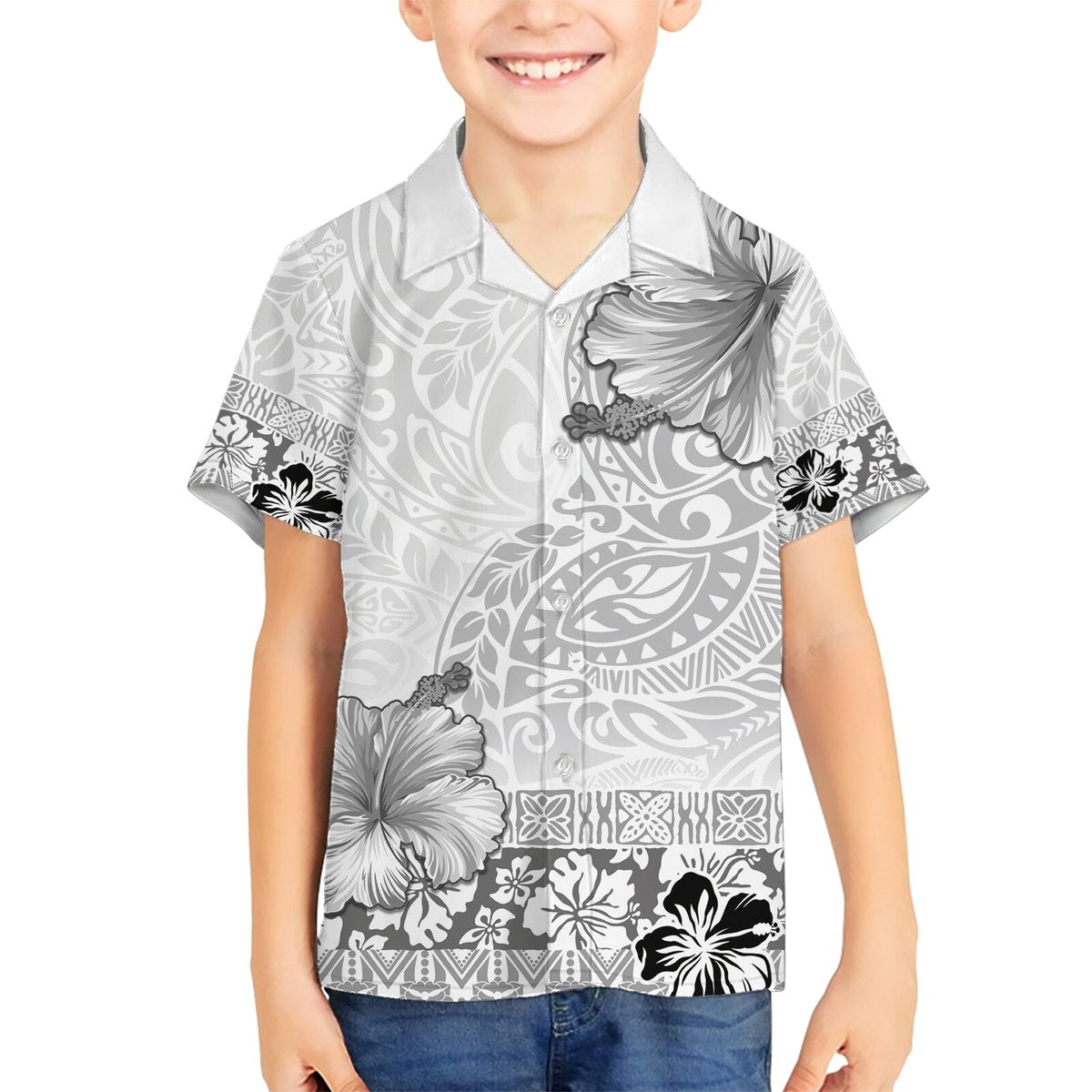 Hawaii Hibiscus With White Polynesian Pattern Hawaiian Shirt LT05 - Polynesian Pride