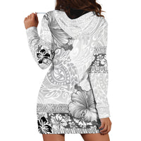 Hawaii Hibiscus With White Polynesian Pattern Hoodie Dress LT05 - Polynesian Pride