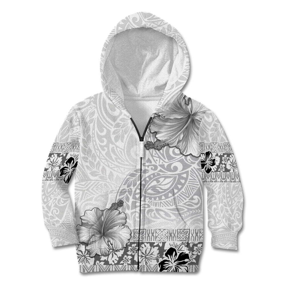 Hawaii Hibiscus With White Polynesian Pattern Kid Hoodie