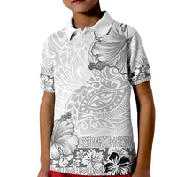 Hawaii Hibiscus With White Polynesian Pattern Kid Polo Shirt