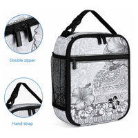 Hawaii Hibiscus With White Polynesian Pattern Lunch Bag