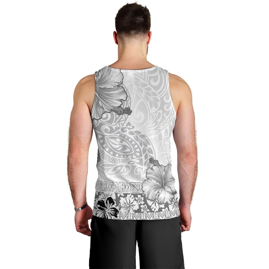 Hawaii Hibiscus With White Polynesian Pattern Men Tank Top LT05 - Polynesian Pride