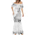 Hawaii Hibiscus With White Polynesian Pattern Mermaid Dress