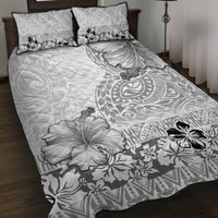 Hawaii Hibiscus With White Polynesian Pattern Quilt Bed Set LT05 White - Polynesian Pride