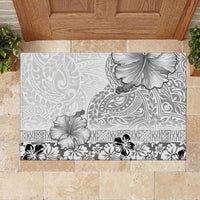 Hawaii Hibiscus With White Polynesian Pattern Rubber Doormat LT05 - Polynesian Pride
