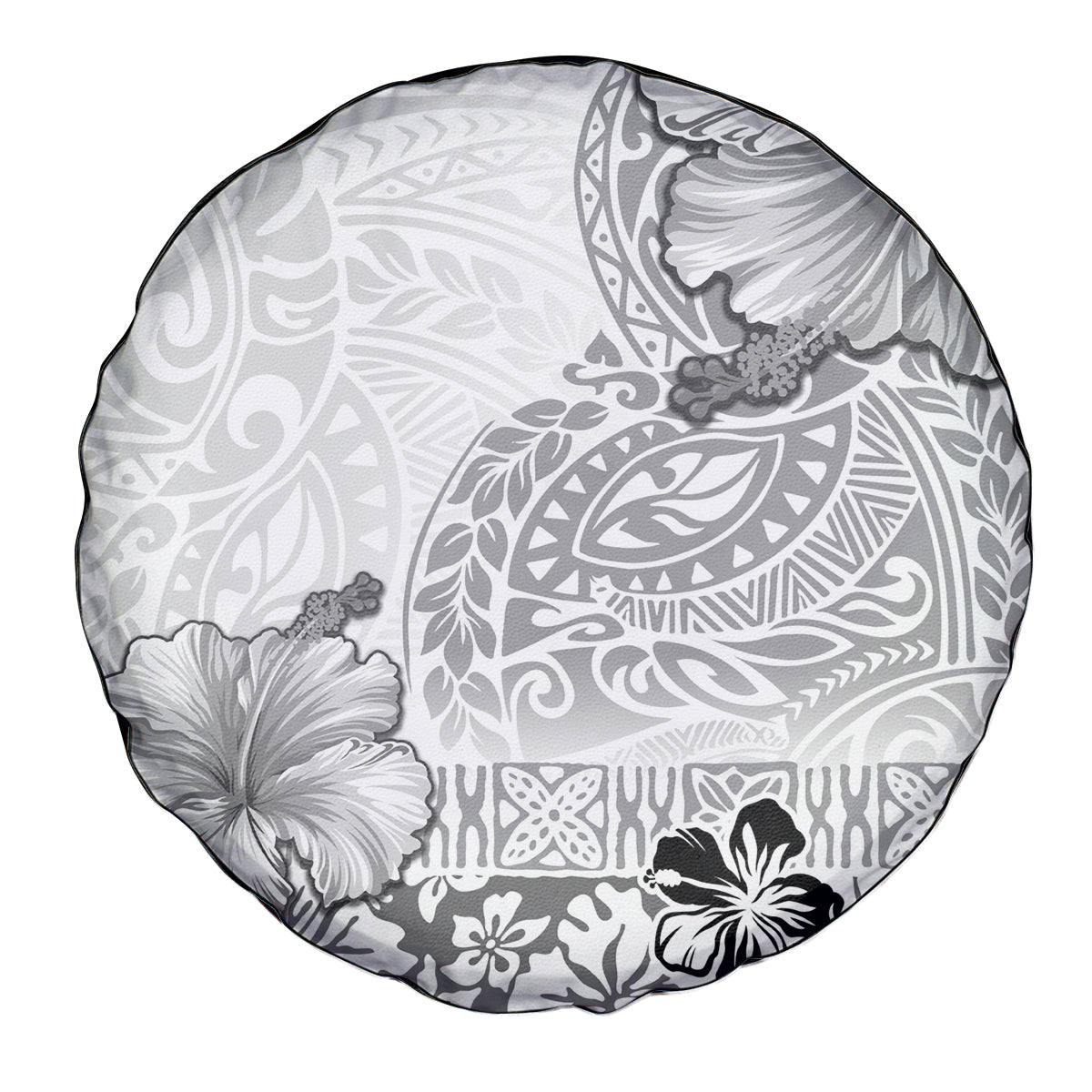 Hawaii Hibiscus With White Polynesian Pattern Spare Tire Cover LT05 - Polynesian Pride