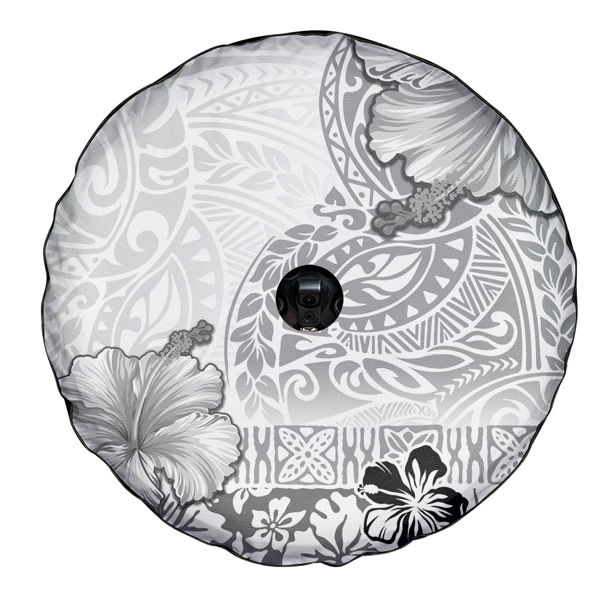 Hawaii Hibiscus With White Polynesian Pattern Spare Tire Cover LT05 - Polynesian Pride