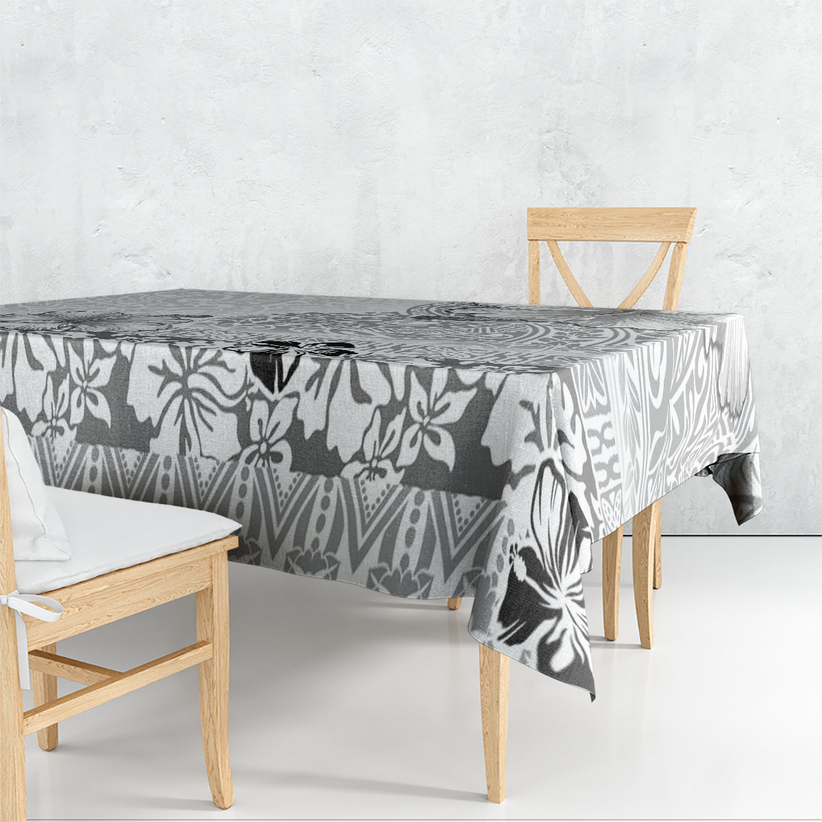 Hawaii Hibiscus With White Polynesian Pattern Tablecloth LT05 - Polynesian Pride