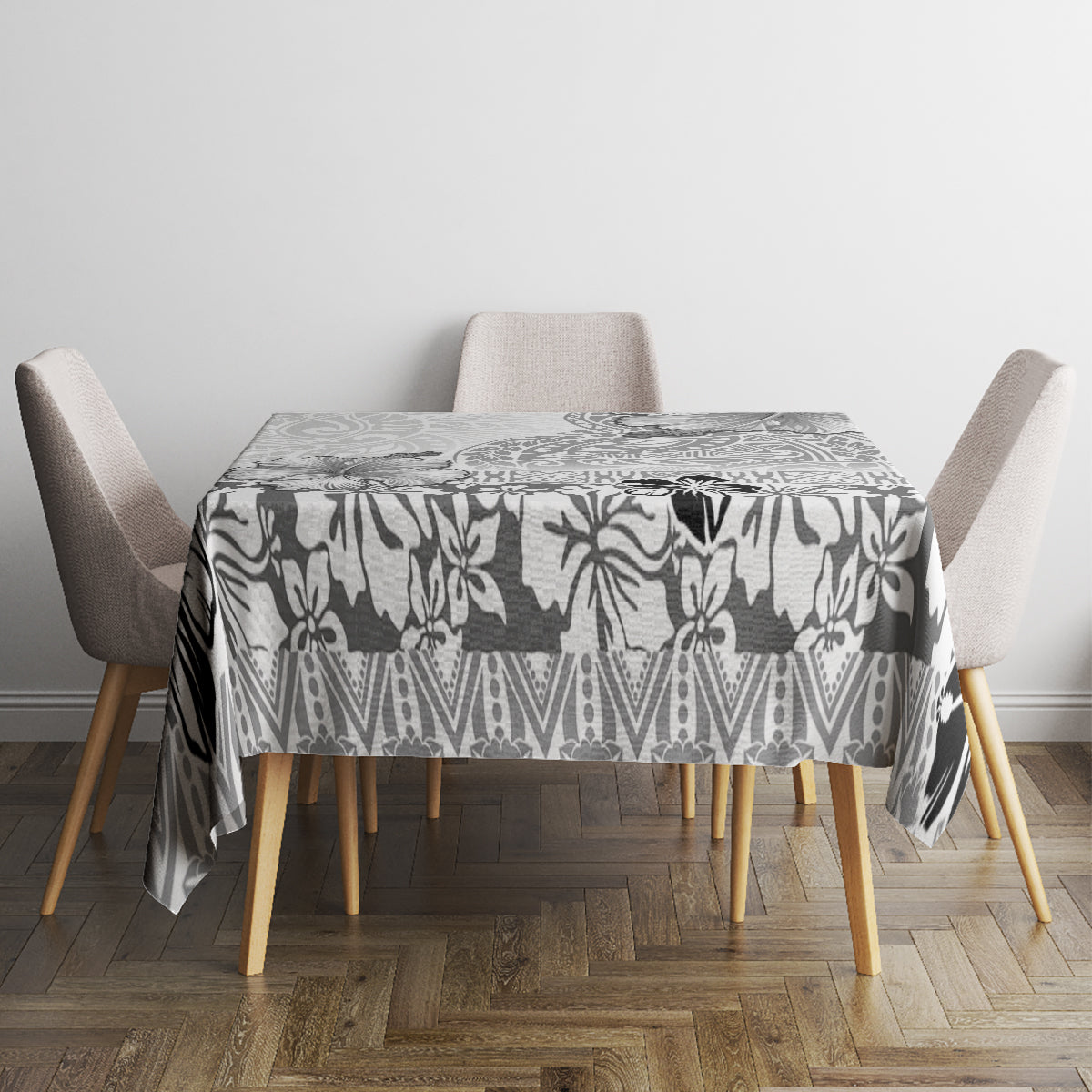 Hawaii Hibiscus With White Polynesian Pattern Tablecloth LT05 - Polynesian Pride