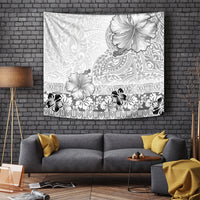Hawaii Hibiscus With White Polynesian Pattern Tapestry LT05 - Polynesian Pride