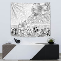 Hawaii Hibiscus With White Polynesian Pattern Tapestry LT05 - Polynesian Pride