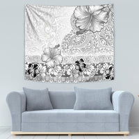 Hawaii Hibiscus With White Polynesian Pattern Tapestry LT05 - Polynesian Pride