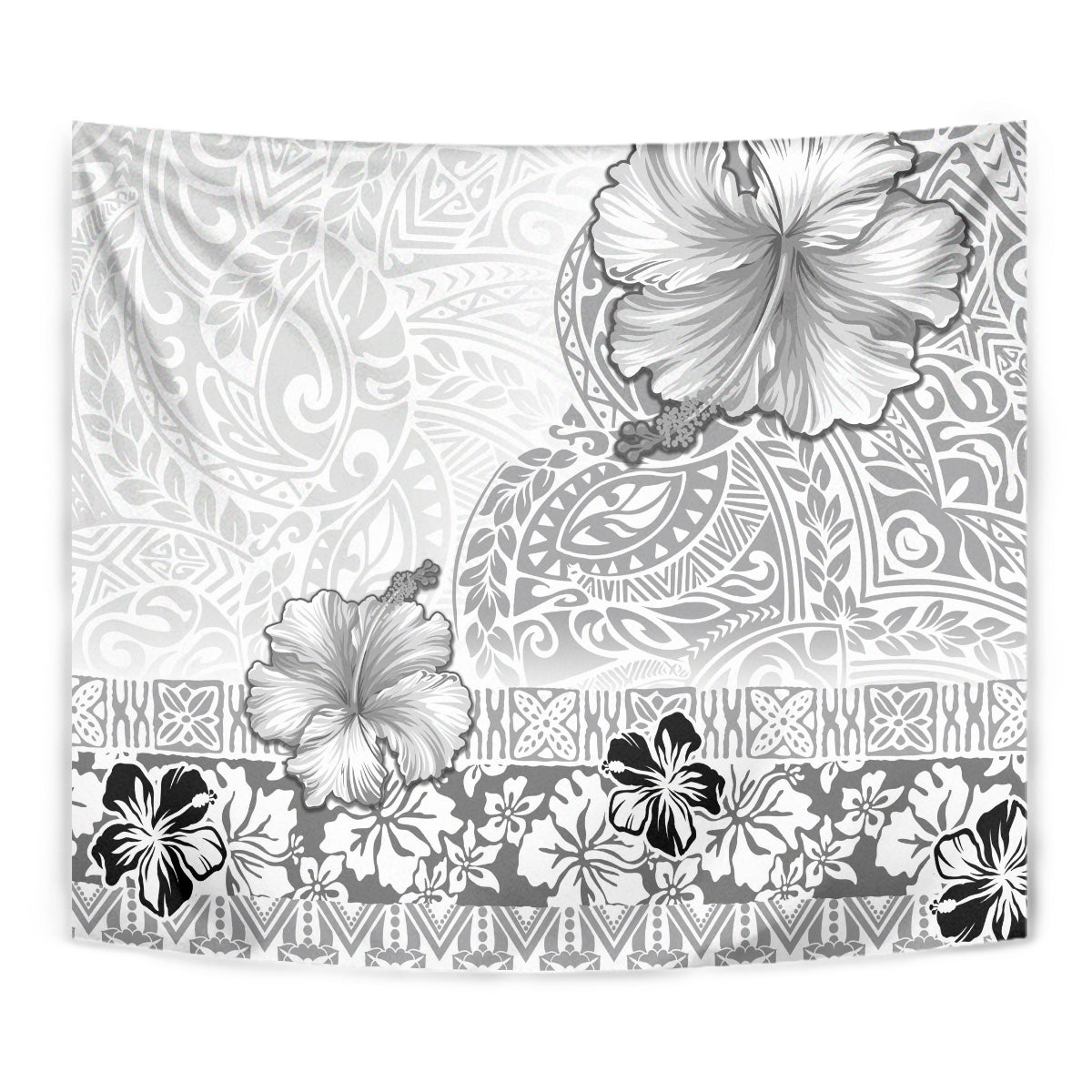 Hawaii Hibiscus With White Polynesian Pattern Tapestry LT05 - Polynesian Pride