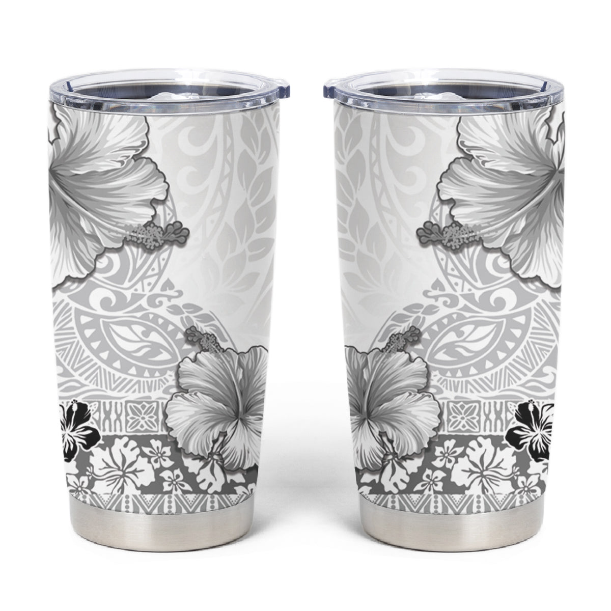 Hawaii Hibiscus With White Polynesian Pattern Tumbler Cup
