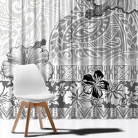 Hawaii Hibiscus With White Polynesian Pattern Window Curtain LT05 - Polynesian Pride
