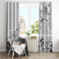 Hawaii Hibiscus With White Polynesian Pattern Window Curtain LT05 - Polynesian Pride