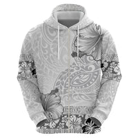 Hawaii Hibiscus With White Polynesian Pattern Zip Hoodie