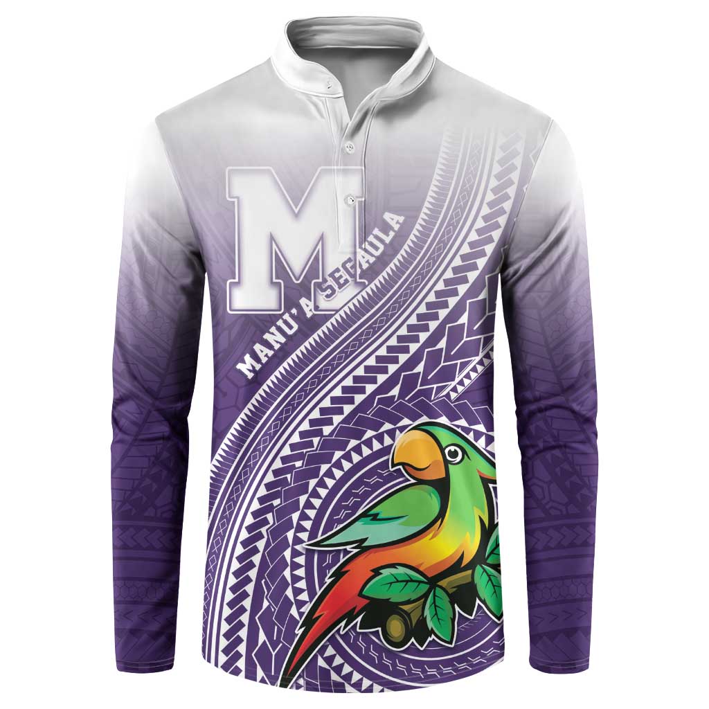 Personalized Manua High School Button Sweatshirt Polynesian Tribal Pattern