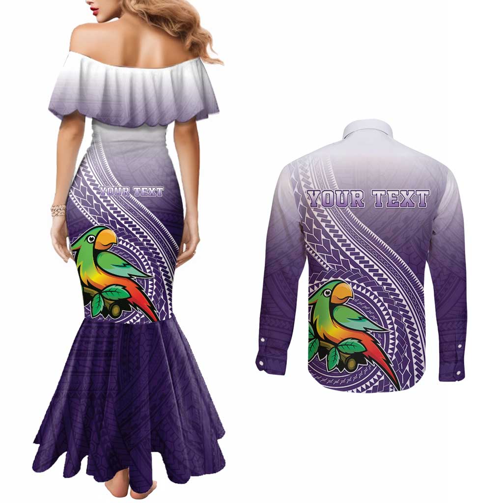Personalized Manua High School Couples Matching Mermaid Dress and Long Sleeve Button Shirt Polynesian Tribal Pattern LT05 - Polynesian Pride