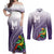 Personalized Manua High School Couples Matching Off Shoulder Maxi Dress and Long Sleeve Button Shirt Polynesian Tribal Pattern