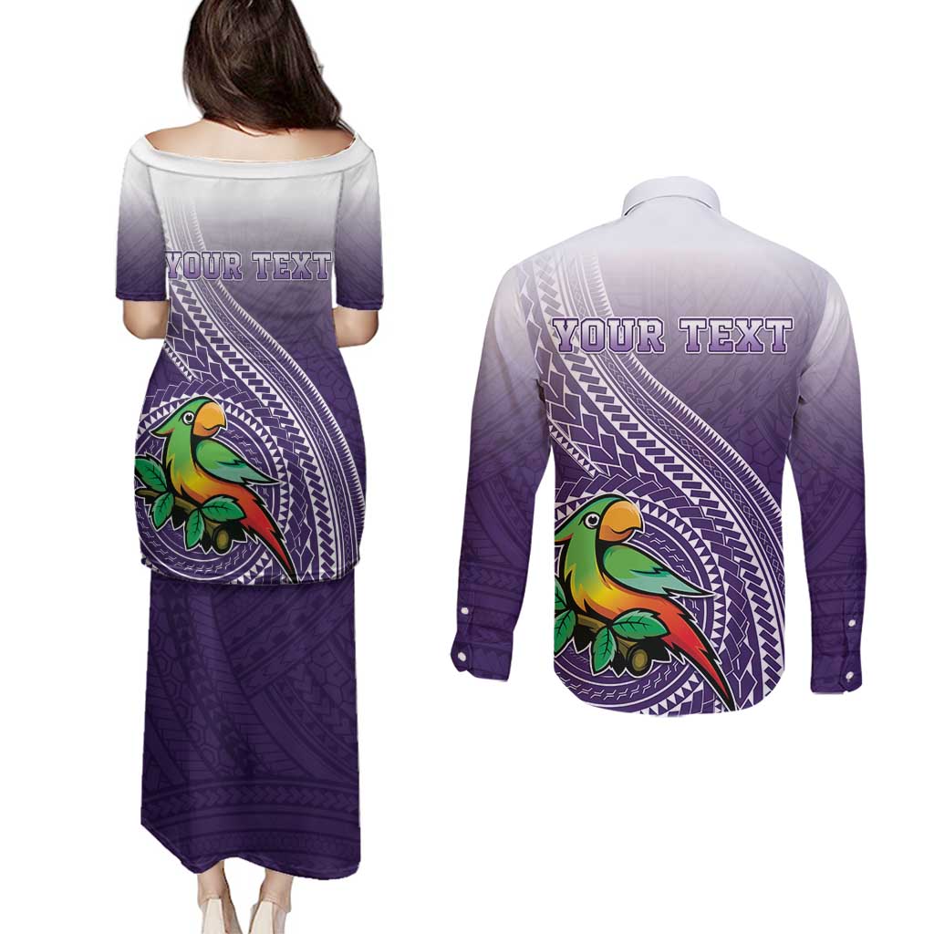 Personalized Manua High School Couples Matching Puletasi and Long Sleeve Button Shirt Polynesian Tribal Pattern LT05 - Polynesian Pride