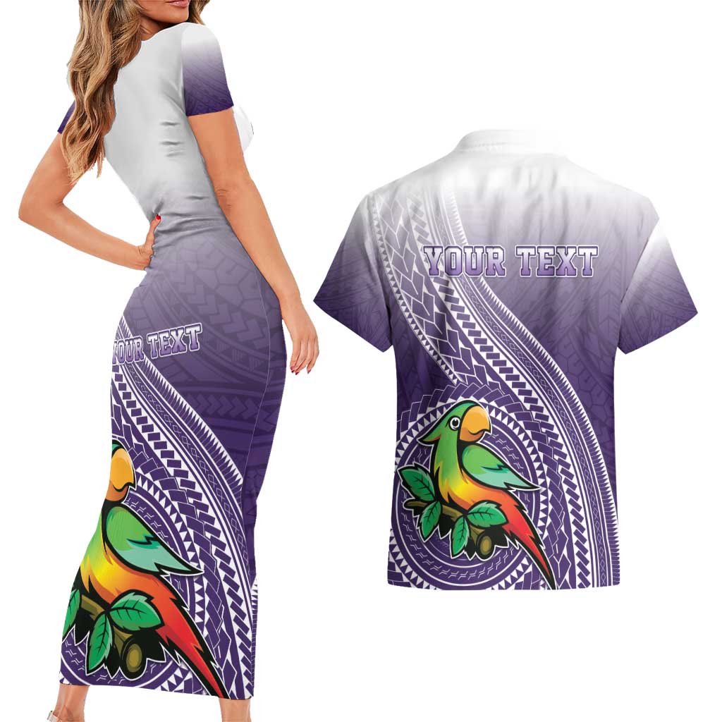 Personalized Manua High School Couples Matching Short Sleeve Bodycon Dress and Hawaiian Shirt Polynesian Tribal Pattern LT05 - Polynesian Pride