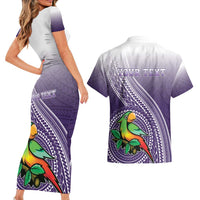Personalized Manua High School Couples Matching Short Sleeve Bodycon Dress and Hawaiian Shirt Polynesian Tribal Pattern LT05 - Polynesian Pride