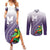 Personalized Manua High School Couples Matching Summer Maxi Dress and Long Sleeve Button Shirt Polynesian Tribal Pattern