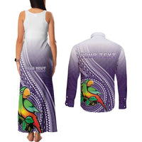 Personalized Manua High School Couples Matching Tank Maxi Dress and Long Sleeve Button Shirt Polynesian Tribal Pattern LT05 - Polynesian Pride