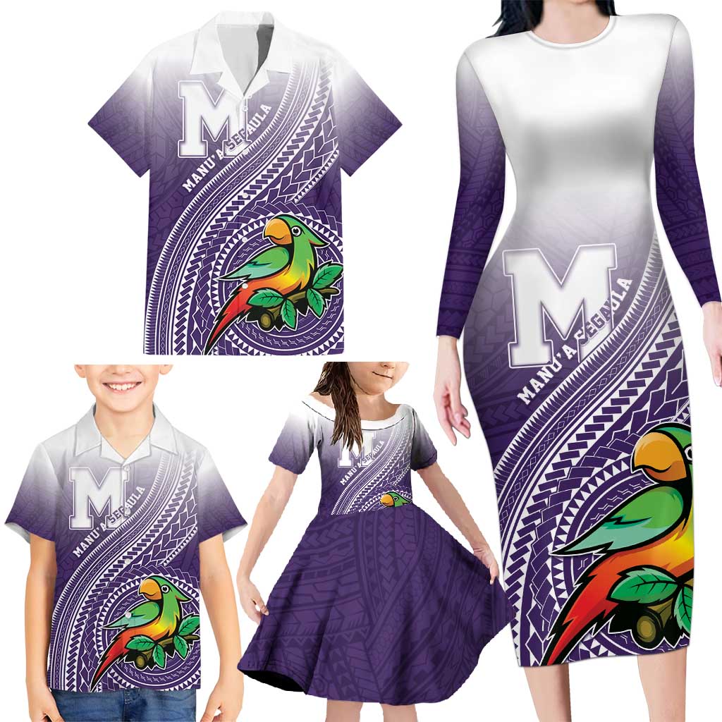Personalized Manua High School Family Matching Long Sleeve Bodycon Dress and Hawaiian Shirt Polynesian Tribal Pattern LT05 - Polynesian Pride