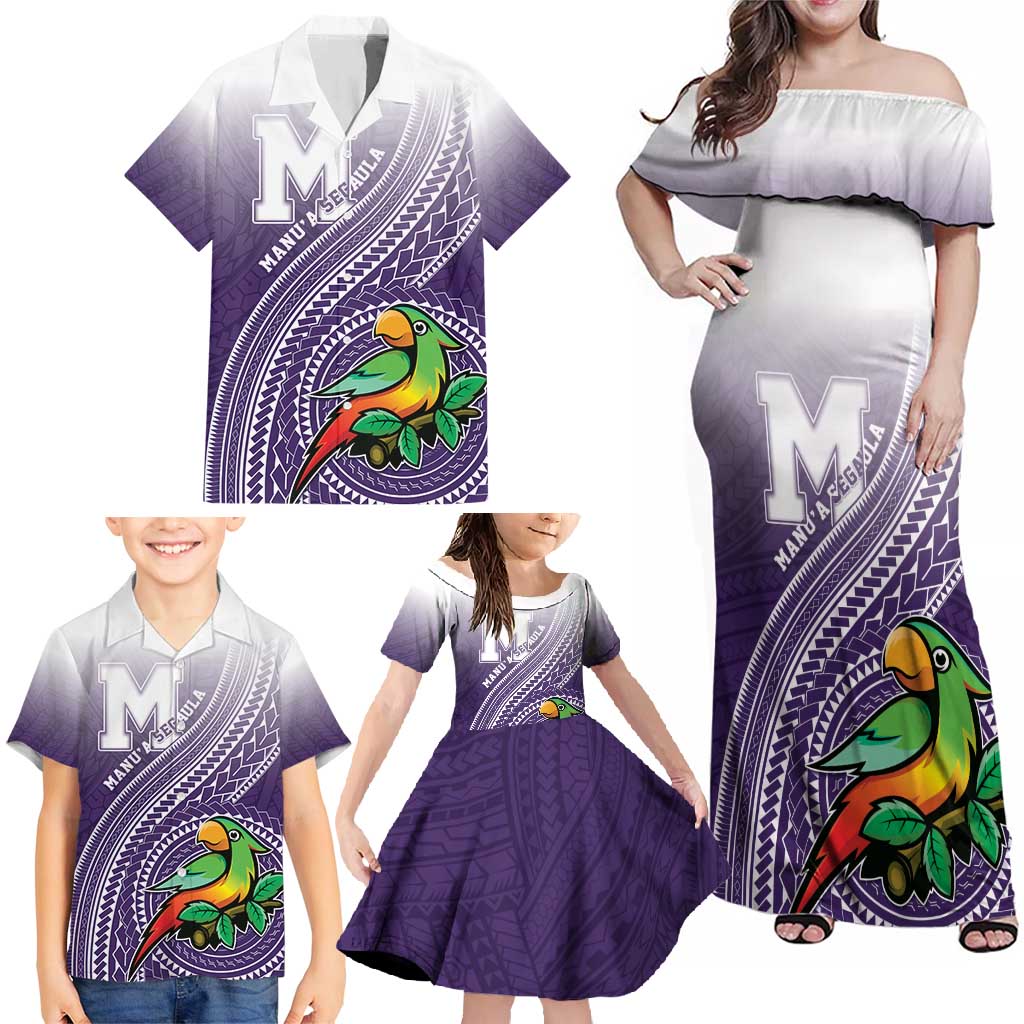 Personalized Manua High School Family Matching Off Shoulder Maxi Dress and Hawaiian Shirt Polynesian Tribal Pattern LT05 - Polynesian Pride