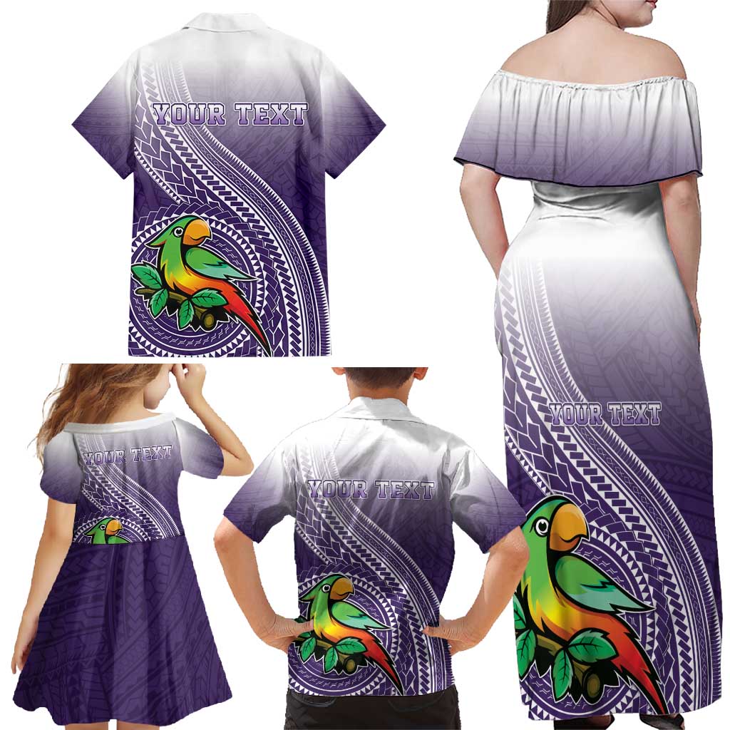 Personalized Manua High School Family Matching Off Shoulder Maxi Dress and Hawaiian Shirt Polynesian Tribal Pattern LT05 - Polynesian Pride