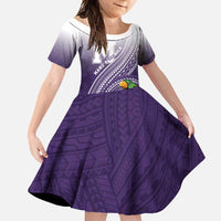 Personalized Manua High School Family Matching Summer Maxi Dress and Hawaiian Shirt Polynesian Tribal Pattern LT05 Daughter's Dress Purple - Polynesian Pride